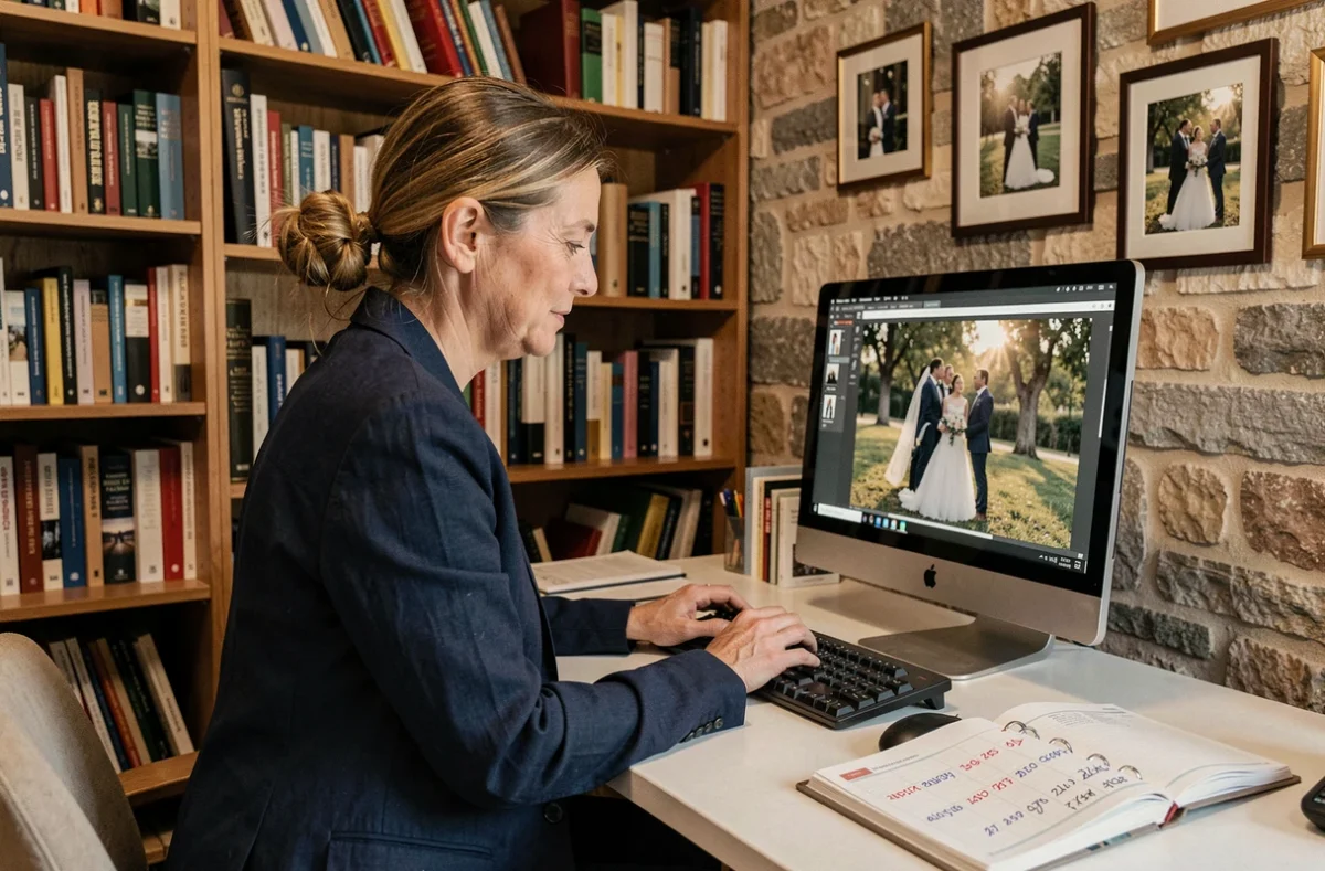 Photographe de mariage à Béziers consultant son agenda et ses réservations pour la saison à venir
