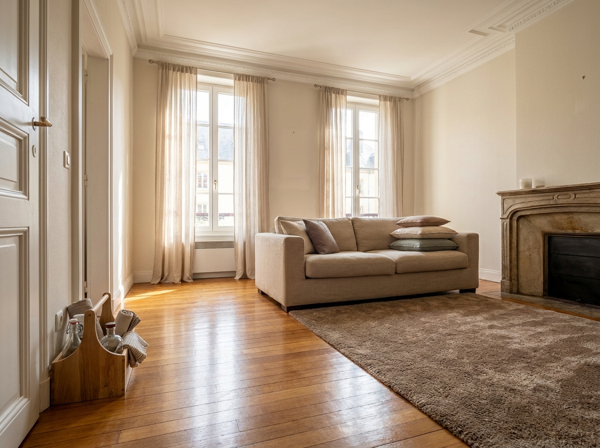 Salon propre et bien rangé dans une maison de ville à Metz après une prestation de ménage à domicile