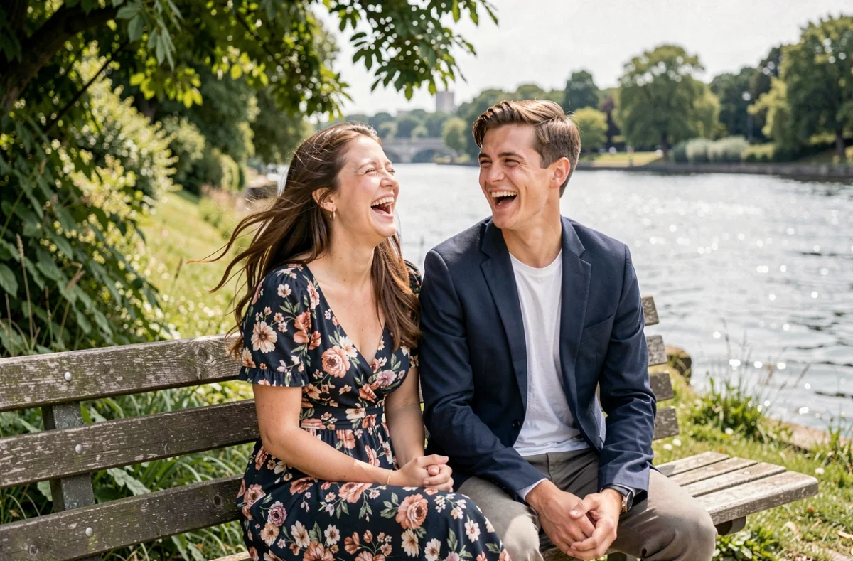Séance photo de couple en plein air dans un parc au bord de la Seine à Sartrouville